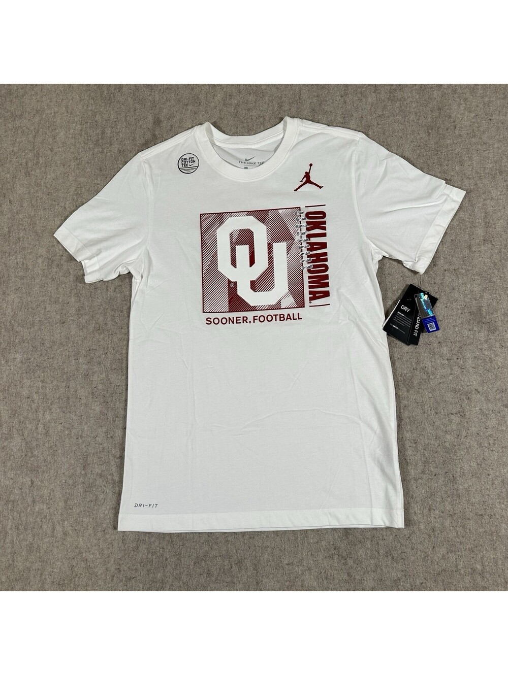 NIKE Jordan Men's OKLAHOMA OU NCAA White S/S T-SHIRT Small NWT